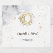 Celestial Gold Sun,Moon,Stars Schaumweinetikett (Einzelnes Label)