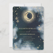 Celestial Gold Sun,Moon,Stars Sky Wedding Einladung (Vorderseite)