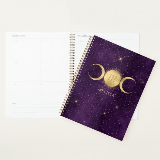 Celestial Gold Triple Moon Lila Monogram Planer (Anzeige)