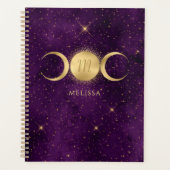 Celestial Gold Triple Moon Lila Monogram Planer (Vorderseite)