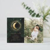 Celestial Gold Two Foto Wedding Dankeschön Card Einladung (Stehend Vorderseite)