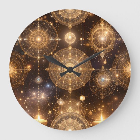 Celestial Gold Verzierte Muster Wall Clock Große Wanduhr (Vorderseite)
