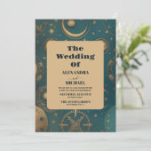 Celestial Gold Wedding Einladung (Stehend Vorderseite)