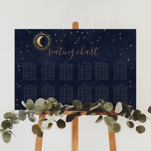 Celestial Gold Wedding Seating Chart Poster
