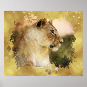 *~* Celestial Golden Art AP23 Artistic LIONESS Poster