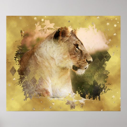 *~* Celestial Golden Art AP23 Artistic LIONESS Poster (Vorne)