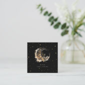 Celestial Golden Moon Luxe Quadratische Visitenkarte (Stehend Vorderseite)