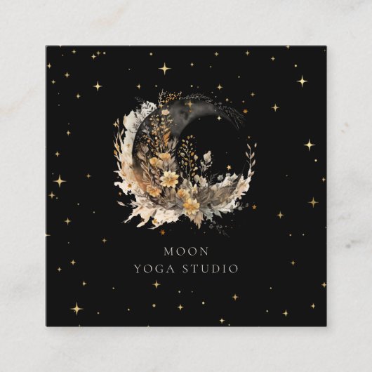 Celestial Golden Moon Luxe Quadratische Visitenkarte (Vorderseite)