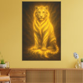 Celestial Golden Seated White Tiger – Divine Aura  Leinwanddruck (Insitu (Wohnzimmer))