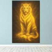 Celestial Golden Seated White Tiger – Divine Aura  Leinwanddruck (Insitu (Holzboden))