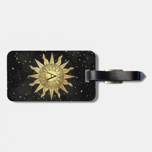 Celestial Golden Sun Gepäckanhänger (Rückseite horizontal)