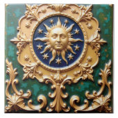 Celestial Golden Sun Plaque Fliese (Vorderseite)
