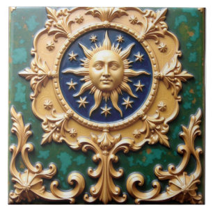 Celestial Golden Sun Plaque Fliese