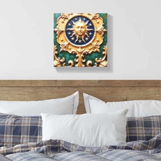 Celestial Golden Sun Plaque Leinwanddruck (Insitu (Schlafzimmer))