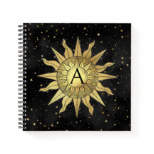 Celestial Golden Sun Spiral Notebook