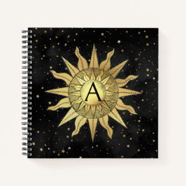 Celestial Golden Sun Spiral Notebook Notizblock
