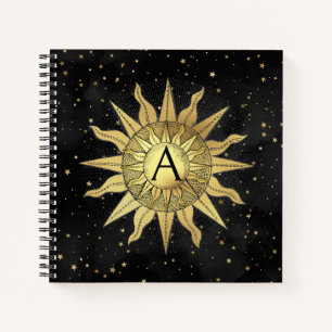 Celestial Golden Sun Spiral Notebook Notizblock