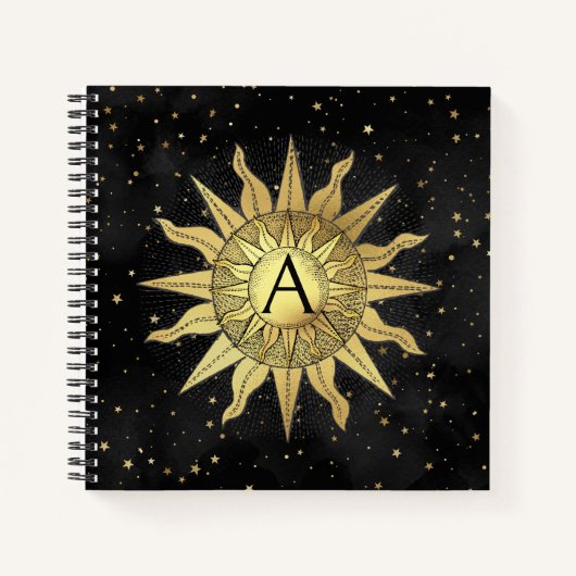 Celestial Golden Sun Spiral Notebook Notizblock (Vorderseite)