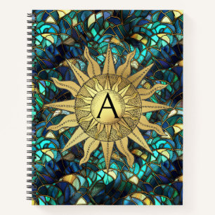 Celestial Golden Sun Spiral Notebook Notizblock