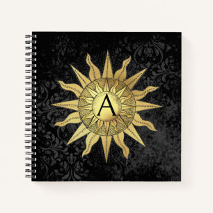 Celestial Golden Sun Spiral Notebook Notizblock