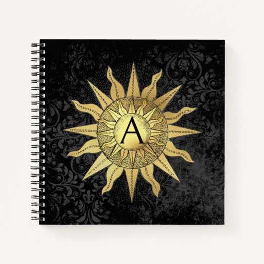 Celestial Golden Sun Spiral Notebook Notizblock (Vorderseite)