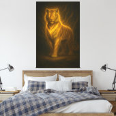 Celestial Golden Tiger – Divine Fire Aura Art Pain Leinwanddruck (Insitu (Schlafzimmer))