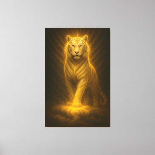 Celestial Golden White Tiger – Divine Gaze Luminou Leinwanddruck (Vorderseite)
