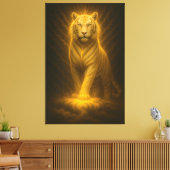 Celestial Golden White Tiger – Divine Gaze Luminou Leinwanddruck (Insitu (Wohnzimmer))