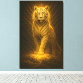 Celestial Golden White Tiger – Divine Gaze Luminou Leinwanddruck (Insitu (Holzboden))