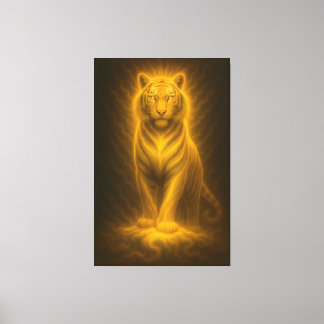 Celestial Golden White Tiger – Divine Halo Fantasy Leinwanddruck