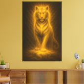 Celestial Golden White Tiger – Divine Halo Fantasy Leinwanddruck (Insitu (Wohnzimmer))