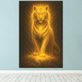 Celestial Golden White Tiger – Divine Halo Fantasy Leinwanddruck (Insitu (Holzboden))