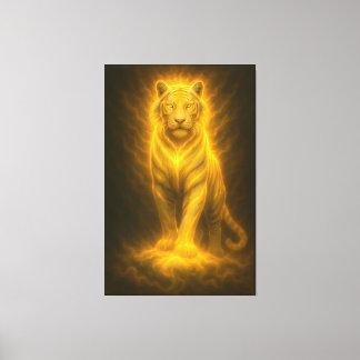 Celestial Golden White Tiger – Divine Halo Fine Ar Leinwanddruck