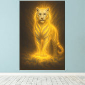 Celestial Golden White Tiger – Radiant Divine Powe Leinwanddruck (Insitu (Holzboden))