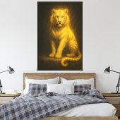 Celestial Golden White Tiger – Radiant Throne Aura Leinwanddruck (Insitu (Schlafzimmer))