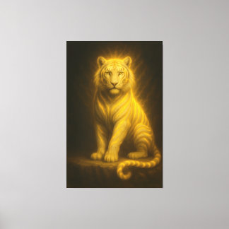 Celestial Golden White Tiger – Radiant Throne Aura Leinwanddruck