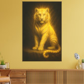 Celestial Golden White Tiger – Radiant Throne Aura Leinwanddruck (Insitu (Wohnzimmer))