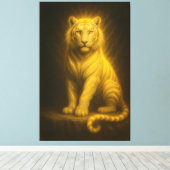 Celestial Golden White Tiger – Radiant Throne Aura Leinwanddruck (Insitu (Holzboden))