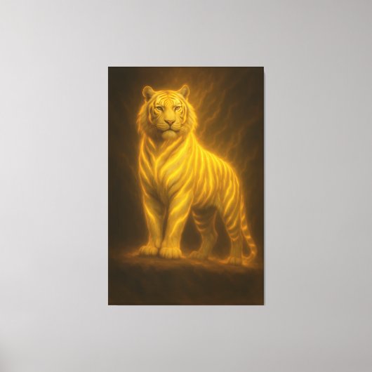 Celestial Golden White Tiger – Royal Divine Light Leinwanddruck (Vorderseite)