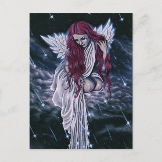 Celestial Gothic Angel Shooting Stars Postcard Postkarte (Vorderseite)