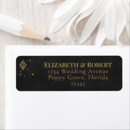 Celestial Gothic Black and Gold Return Address 