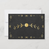 Celestial Gothic Black and Gold RSVP Card Karte (Rückseite)