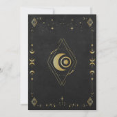 Celestial Gothic Black and Gold Save the Date Card (Rückseite)