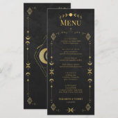 Celestial Gothic Black and Gold Wedding Menu Card Menükarte (Vorne/Hinten)