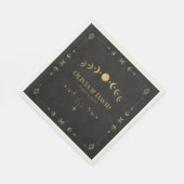 Celestial Gothic Black and Gold Wedding Napkins Serviette (Ecke)