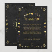 Celestial Gothic Black and Gold Wedding Thank You  Dankeskarte (Vorne/Hinten)