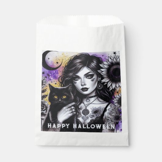 Celestial Gothic Hexe und Black Cat Geschenktütchen (Vorderseite)