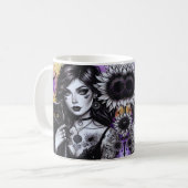 Celestial Gothic Hexe und Black Cat Kaffeetasse (Vorderseite Links)
