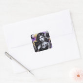 Celestial Gothic Hexe und Black Cat Quadratischer Aufkleber (Umschlag)