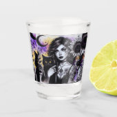 Celestial Gothic Hexe und Black Cat Schnapsglas (Vorderseite)